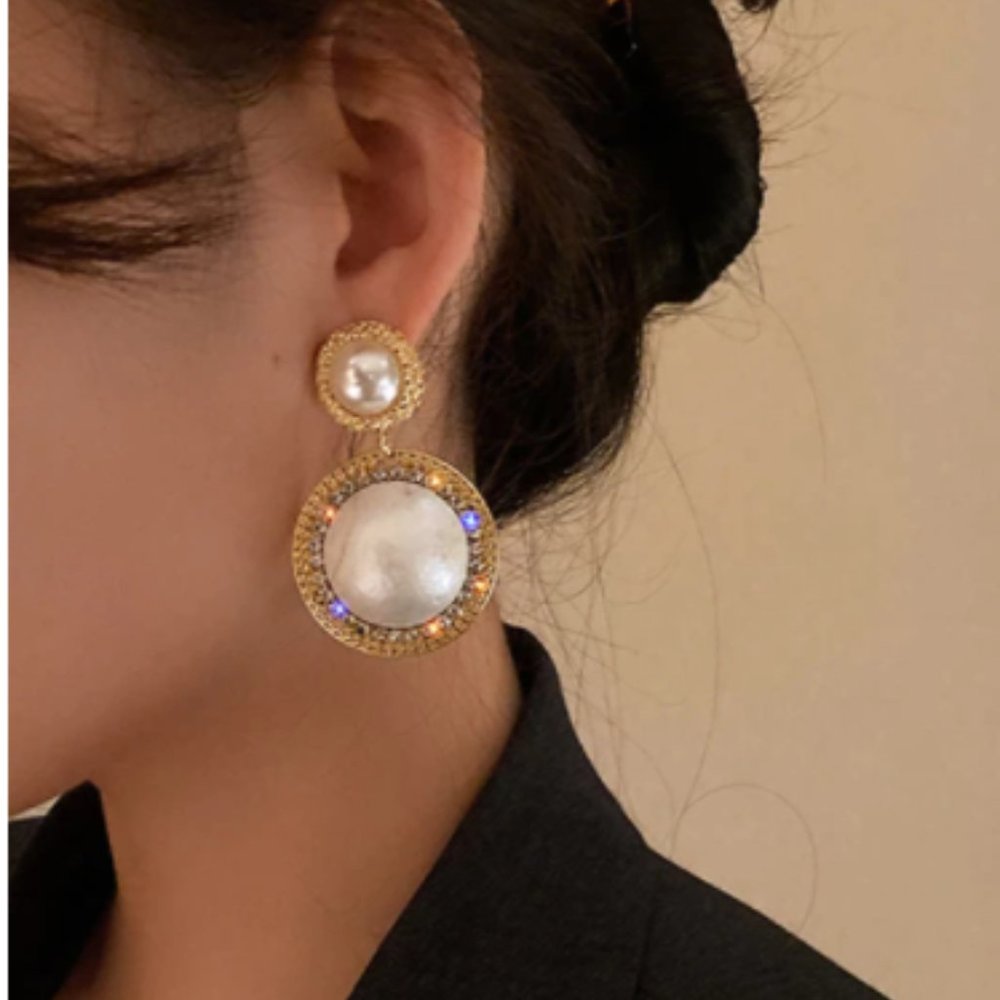 Faux Pearl Dangle Earrings